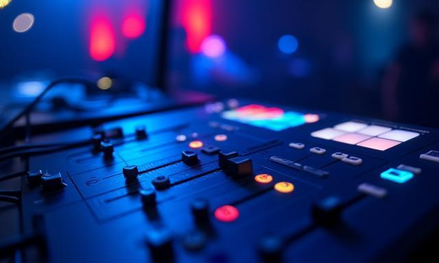 Mesa de sonido digital con luces LED de fondo