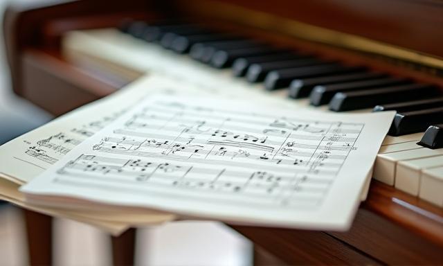 Partituras personalizadas sobre un piano